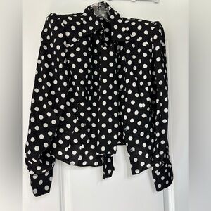 D&G Black Polka Dots Silk Bow tie Long Sleeves